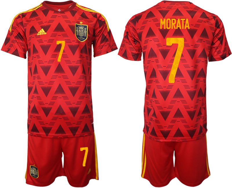 Men 2022 World Cup National Team Spain home red #7 Soccer Jersey